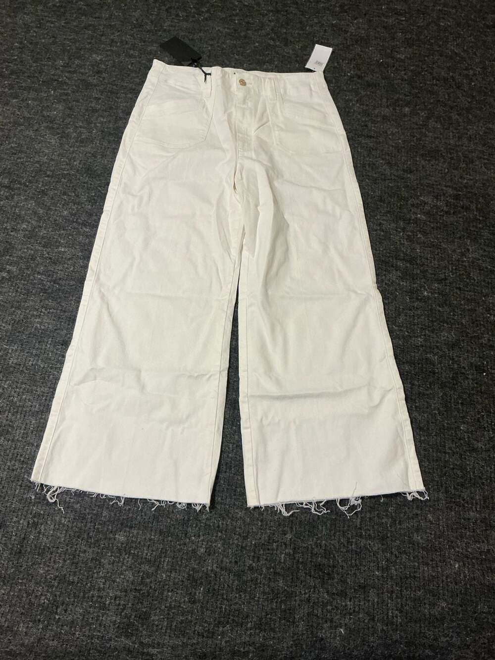 Paige Anessa Ankle Wide Leg  Raw Hem Utility Pants Womens Size 30 White